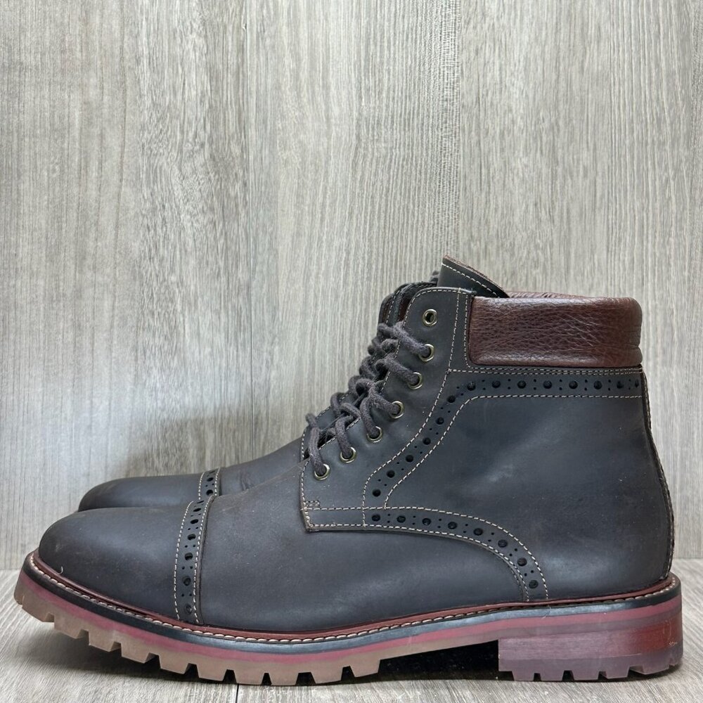 Warfield & Grand Boots Mens Sz 8 Presidio Leather Lace Up Cap Toe Ankle Brown - Picture 4 of 13